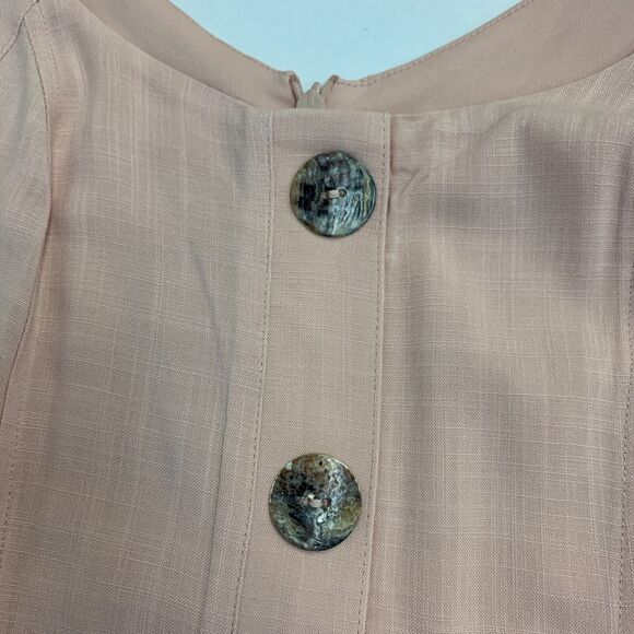 C EST 1946 Dress Womens 12 Pink Big Buttons Pockets Secret Escape Midi Flowy - Picture 8 of 13